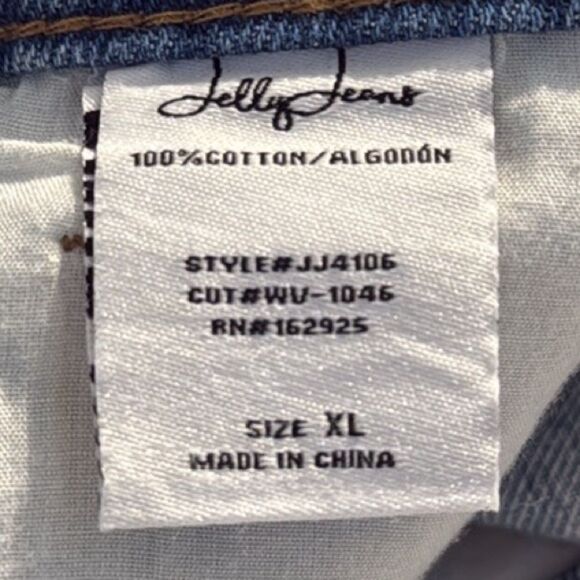 Jelly Jeans Blue 100% Cotton Light Wash Factory Distressed High Rise Denim Short - Picture 14 of 15